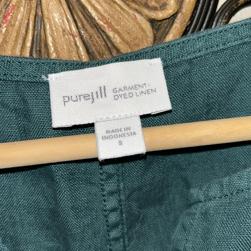 PUREJILL GARMENT DYED LINEN DRESS SHORT SLEEVE SIZE SMALL - Picture 2 of 4